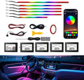 RGB 10 in 1 Interior Car LED Strip Light with Wireless APP,16 Million Interior Lights Car Dreamcolor Acrylic Ambient Lighting 600 LED Music Sync Neon Lights Kits (10 in 1 Set + App Control)