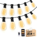 50FT S11 LED Outdoor String Lights with App & Remote, Low-Voltage Patio Lights with Music Sync, 4 Lighting Modes, Dimmable, Waterproof LED Outdoor Lights for Porch, Deck, Garden, Backyard