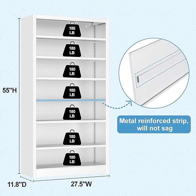 7-Tier Heavy Duty Metal Shoe Rack, 55" H Tall Shoe Storage Cabinet with Adjustable Shelves, Space-Saving Shoe Entryway Organizer for Hallway, Closet, Cloakroom, Garage