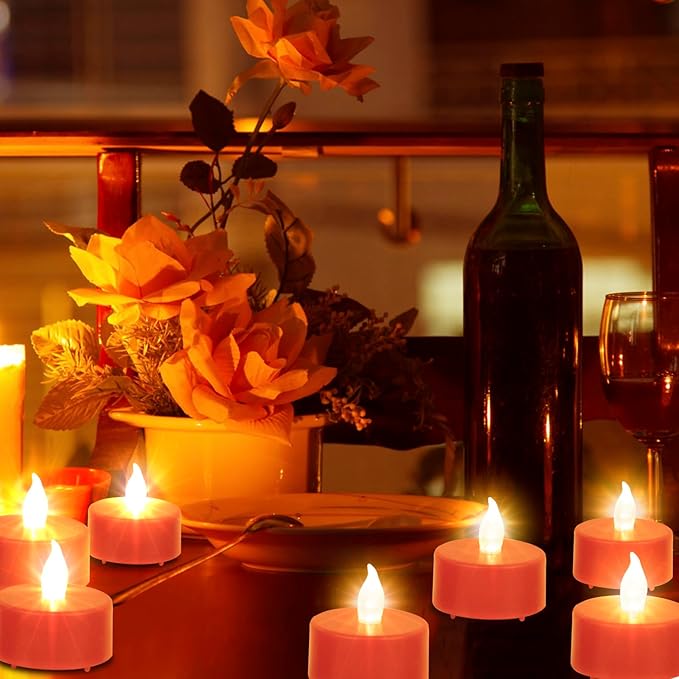Tea Light, 100 Pack Flameless LED Tea Lights Candles Flickering red 200+ Hours Battery-Powered Tealight Candle. Ideal for Party, Wedding, Birthday, Gifts and Home Decoration (Red)