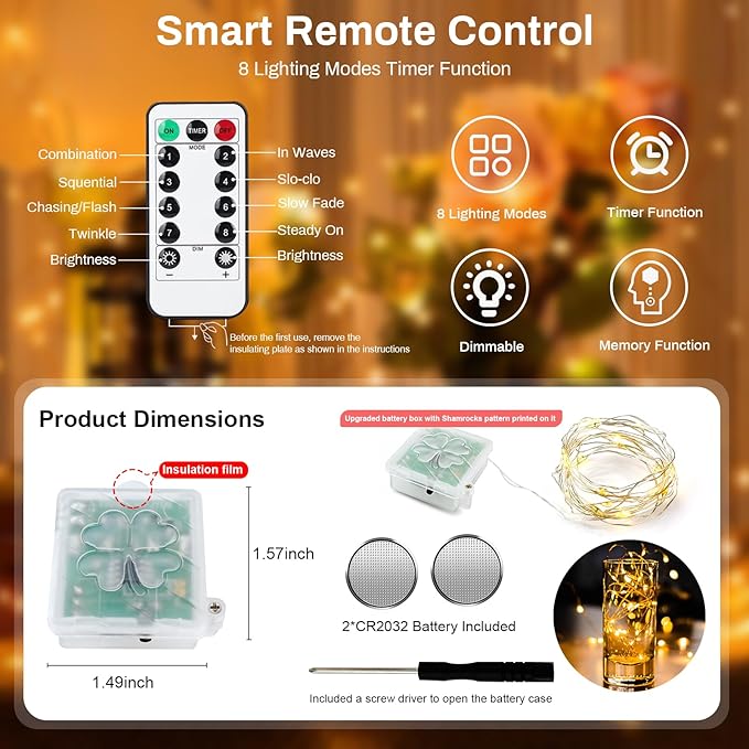 ZGWJ 6 Pack Fairy Lights Battery Operated with Remote, 7ft 20 LED Mini String Lights with Timer 8 Modes for Halloween Christmas Tree DIY, Parties, Bedroom Decorations Warm White
