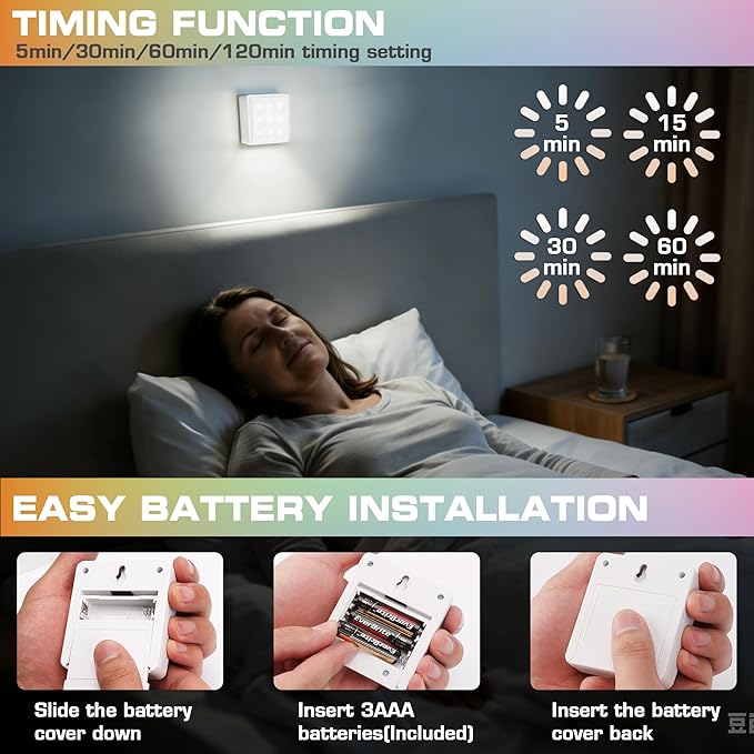 EverBrite Closet Light, LED Tap Lights Push Lights with Remote Control, Battery Powered Stick On Lights for Kitchen, Cabinet, Under Counter, Bedroom (6PCS)