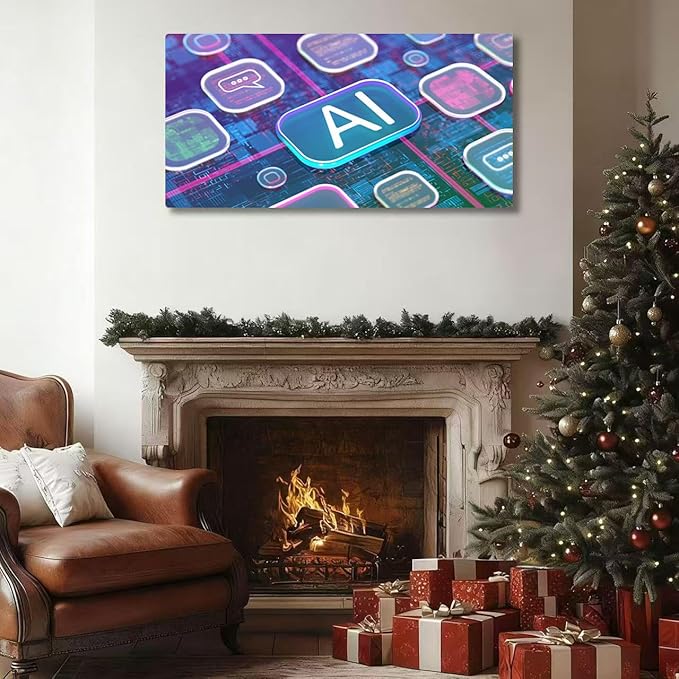 Wibinuki Wall Art Wall Decor Wall Paintings AI text on abstract transparent rectangles. Machine Learning s. AI - for Living Room Bedroom Bathroom Home Decor Can Be Hung Directly 20"x 40"