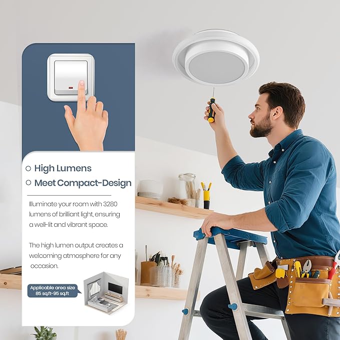 12IN Modern LED Ceiling Light Fixtures, Cool Light Circle 6000K Hallway Lights White Close to Ceiling Light for Kitchen Bedroom Balcony Bathroom Living Room