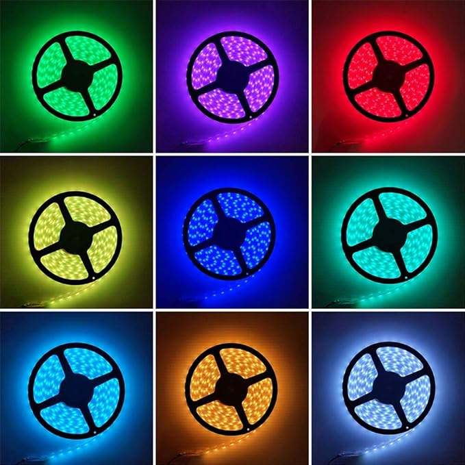 185FT (90FT/Roll + 95FT/Roll) 60LEDs/M 24V 5050 IP67 Waterproof RGB LED Flexible Strip Light w/Bluetooth Remote & Controller(Waterproof) and Power Supply(Waterproof)