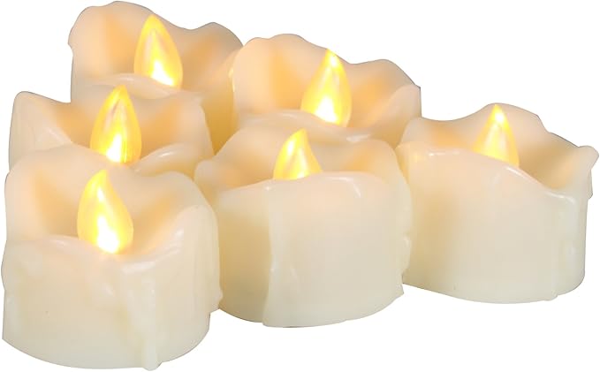 12 Battery Operated Flameless LED Votive Tealight Candles with Timer Realistic Flickering Electric Tea Lights Set Bulk Baptism Wedding Party Decoration Kitchen Home Decor Centerpieces Batteries Incl.