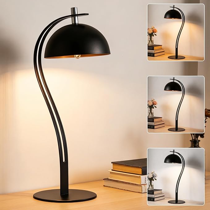 Cordless Table Lamp,Rechargeable LED Reading Light with 3 Colors,Touch Dimmable Night Light,Portable Small Bedside Lamps,Aesthetic Lamp for Bedroom Living Room Office Desk Decor (Black)