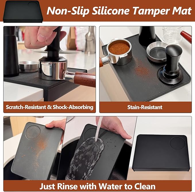 7 Pcs 58mm Espresso Accessories Kit, Spring Loaded Calibrated Tamper, WDT Tool, Coffee Measuring & Espresso Cup and Tamper Mat, Puck Screenr & Dosing Funnel, Fit 58mm Espresso Machine Accessories