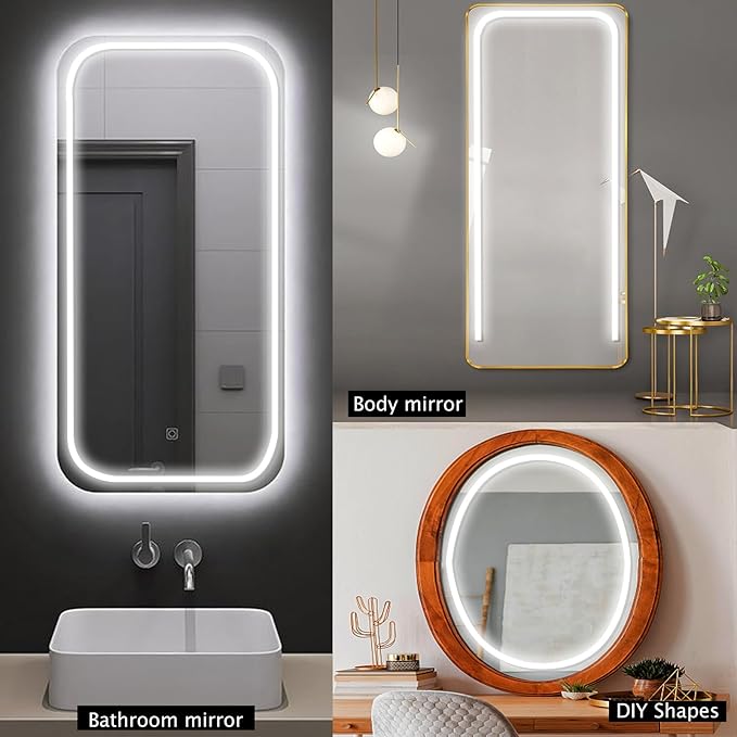 LED Vanity Mirror Lights, Hollywood Style Makeup Lighting, 10FT/6000K/Dimmable/12V Adapter/Self-Adhesive Strip Lights for Mirror, Lighting for Makeup Vanity Table & Bathroom Mirror