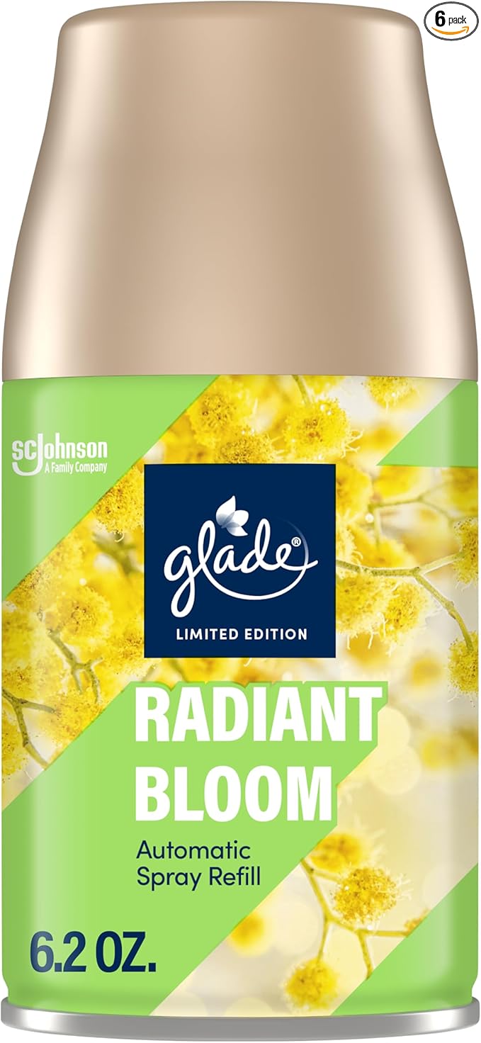 Glade Automatic Spray Refill, Radiant Bloom, Scented Air Freshener for Home and Bathroom, 6.2 Oz