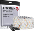 BTF-LIGHTING SK6812(Similar WS2812B) UL Listed RGBW RGB+Natural White(4000K) Individually Addressable DC12V 16.4FT 30LED/m 4 Color in 1 Light Dream LED Strip IP65 White PCB(No Adapter or Controller)