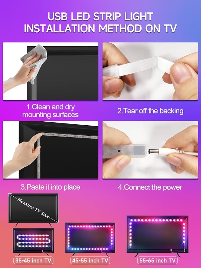 TV LED Lights, 18.0ft LED Lights for 40-75 Inch TV Behind Lighting, RGB Color Changing TV Backlight with APP & Remote Control, Music Sync USB LED Strip Light for Bedroom Gaming Room Decor
