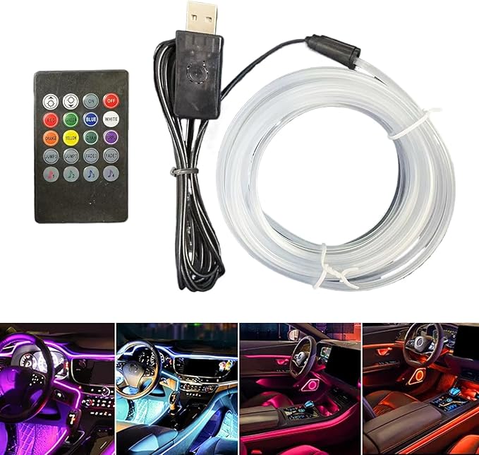 Car LED Lights Interior, 7-Color Voice-Activated LED Strip Lights, Automotive Trim for Dashboard Monitor Eaves Shelf Courtyard Bedroom Living Room TV