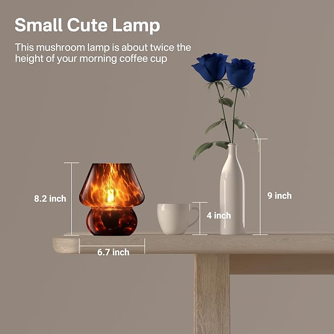 Mushroom Lamp Small Lamp Table Lamp for Bedroom, Desk Bedside Lamps for Living Room,Mushroom Decor Cute Mini Modern Mid Century Lamps for Night Stands,Aesthetic Home Living Room Decor(Black)