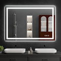 LED Bathroom Mirrors 36"x44" Bathroom Mirror with Lights for Wall, Backlit + Front Lit, 3 Colors, Anti-Fog, Dimmable Brightness for Vanity,Bathroom, Entryway, Living Room