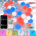 Smart Color Changing Red White and Blue Lights Outdoor Indoor, 33FT 66LED App Control Globe Patriotic String Light with Remote, Fairy Light for 4th of July Decorations Independence Day Memorial Day