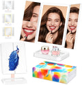 Makeup Mirror Vanity Mirror with Lights, 1X, 2X, 3X Magnification, 3 Color Lighting,Touch Sensor Dimmable, Light Up Tabletop Cosmetic Mirror