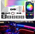Dreamcolor Acrylic Interior Car LED Strip Lights, 10 in 1 Ambient Lighting Kit with Wireless APP, Dynamic Chasing Music Sync Fiber Optic Lights with DIY Mode, Car Inside Lighting Accessories