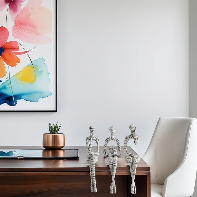 XINXUAN Letter - White Statue Home Decor - Modern Bookshelf & Desk Decor - 3 Piece Set