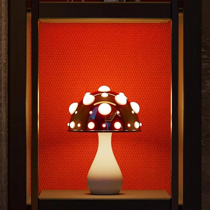 Juodke Mushroom lamp, LED 3 Colors Dimmable Mushroom Cloud Decor Lamp, Aesthetic Room Decor Ambient Glowshroom Lamp, for Bedroom, Living Room, Office (Bulb Included) (Red)