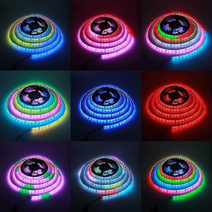 ALITOVE WS2811 Dream Color RGB LED Strip Lights Bluetooth App Control, 16.4ft 300 LEDs Addressable LED Light Strip with Bluetooth Controller and 12V Power Supply kit,120 Color Modes, Waterproof IP65