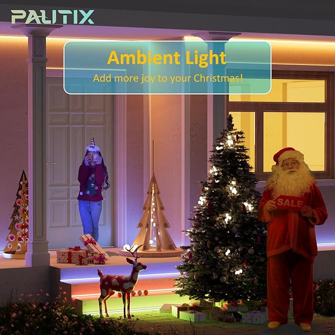 PAUTIX RGB COB LED Strip Light IP65 Waterproof,UL Listed 24V Color Changing Flexible Tape Lights 16.4ft/5m Multicolor,for TV,Bedroom,Bathroom,Party DIY Decoration(Adapter&Controller Not Included)