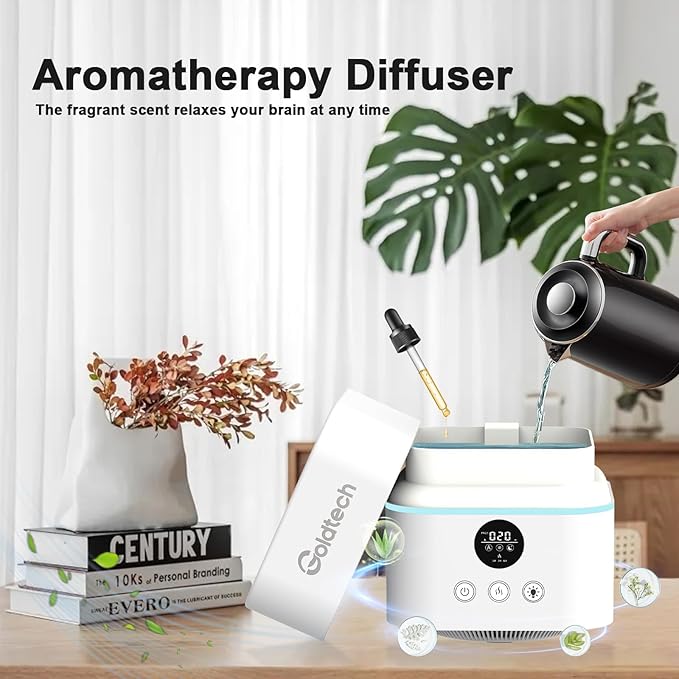 Air Purifier and Humidifier Combo for Bedroom Up to 200Ft²,H13 True HEPA Filter Desk Air Purifiers with Smart WiFi,500ML Water Tank,LED Light,Small Air Purifier for Bedroom,Office