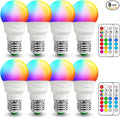 ILC RGB LED Light Bulb, Color Changing Light Bulb, 40W Equivalent, 450LM, 2700K Warm White 5W E26 Screw Base RGBW, 12 Color Choices - Timing Infrared Remote Control (8 Pack)