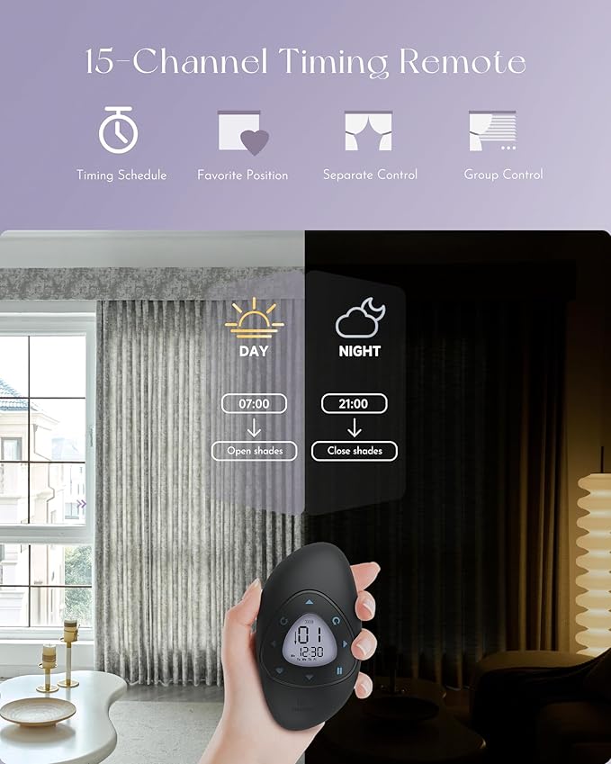 Graywind Rechargeable Smart Curtains Compatible with Alexa App Remote Control Motorized Drape for Sliding Door One-Way or Split Draw, Custom Width Up to 220" (Mist Series)