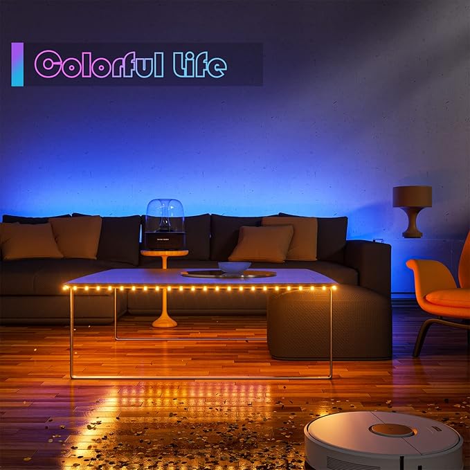 WOBANE 2PCS Rechargeable LED Strip Lights,Dimmable RGB Rope Lighting with Remote,Battery Operated Color Changing Light for Party,Shelf,Sofa,Desk,Game,Holiday,Indoor Decoration,2000mAH