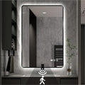 30 x 36 Black LED Bathroom Mirror, Metal Framed Rounded Corner Rectangle Backlit Mirror Bathroom, Anti-Fog, 3-Color Stepless Dimmable Lighted Mirror, Motion Sensor Lights, Memory Function