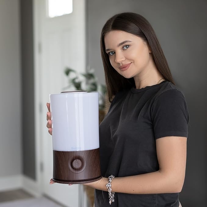BlueHills Premium Set of Two Large 2000 ML XL Essential Oil Diffusers Humidifier Combo for Large Room Home with Décor LED Lights Great Gift – Dark Wood Grain and a Wood Grain.