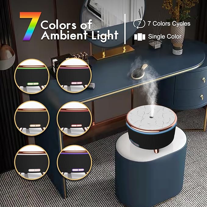 Diffusers for Essential Oils Large Room, 500ml Aromatherapy Diffuser Cool Mist Humidifier with Remote Control,7 Colors Lights & 4 Mist Mode Waterless Auto Off for Women Office Home