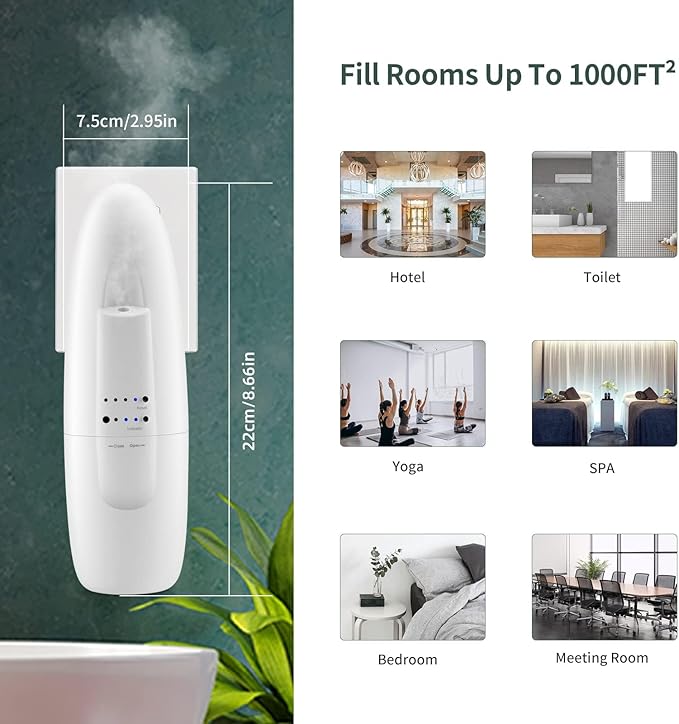 Waterless Plug-in Wall Diffuser 100 ml, Professional Waterless Essential Oil Diffuser for Cold Air Diffusion Tech. Portable Aromatherapy Diffuser for Home, Office, Bathroom