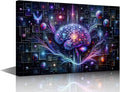 Neural Network Wall Art for Bedroom Futuristic Technology Wall Decor for Living Room AI Print Artwork Canvas House Wall Decoration Framed Artwork for Walls 16" Wx24 Hx1 Panel