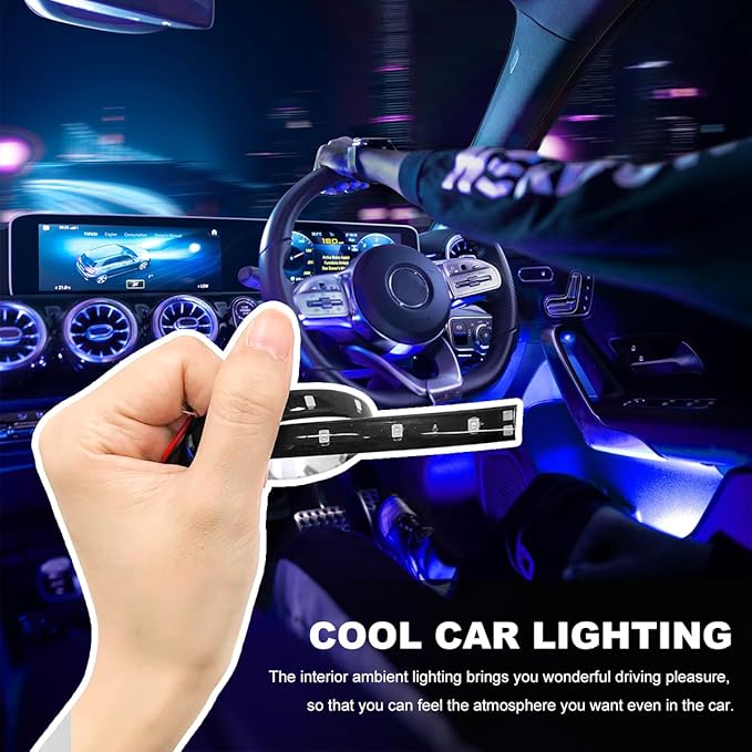 6 PCS 15 LED Strip Underbody Light, DC 12V 1Ft Flexible Underglow Car LED Light Strip with 6 Inch Wire, Waterproof LED Interior Exterior Decoration for Car Truck Motorcycle (Blue)