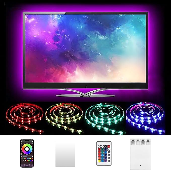KIKO Battery Powered Led Strip Lights 6.56ft, 2m USB/Battery Operated 60 LED 5050 RGB LED Lights Birthday Christmas Gift with Remote for TV Backlight, Bedroom, Camping