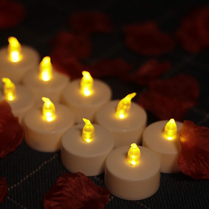 YIWER Battery Tea Lights Candles - LED Tea Lights 200 Hours Pack of 12(Warm Yellow)
