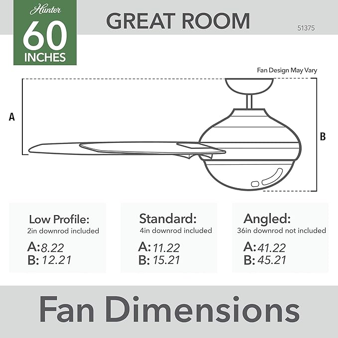 Hunter 60 inch WiFi Phenomenon Matte White Ceiling Fan with LED Light Kit and Wall Control