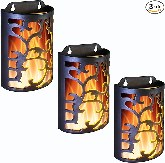 Decorative Lanterns with Timer, Candle Light Flameless Candles Indoor/Outdoor Wall Sconces,Flickering Flames Wall Light for Hallway, Bathroom,Use 3AA Battery(NOT Included),3 Pack………