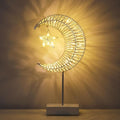 Lewondr Decorative Table Lamp, Christmas Moon Star Ramadan Desk Lamp Battery Powered Warm LED Crescent Light for Xmas Home Bedroom Bedside Desktop Nightstand Decoration, White
