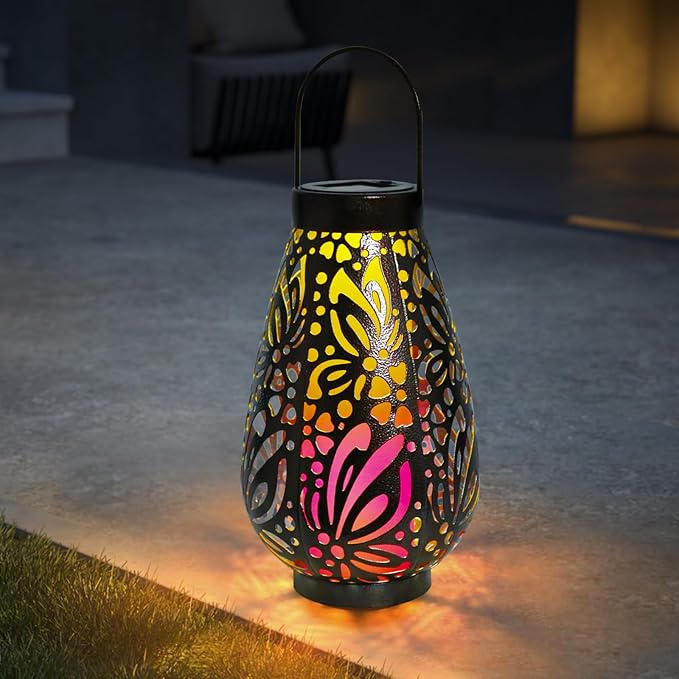Afirst Solar Lanterns Outdoor, Hanging Solar Lights Waterproof Decorative Lanterns for Yard, Patio, Lawn, Tabletop, Pathway, Landscape, Garden Decor Gifts