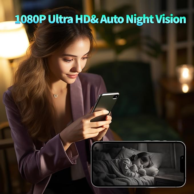 Mini Camera 2026 Upgrade Security Wireless Camera Small Home WiFi 1080P Micro Magnetic Nanny Cam with Motion Detection Wide Angle Cloud & SD Storage Night Vision No Need WiFi Tiny Cameras for Indoor