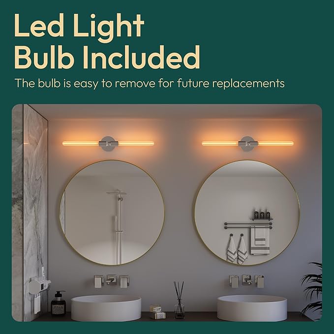 ALAMPEVER Modern Linear Wall Sconce with LED Bulb Included, Dimmable Minimalist Wall Light for Bathroom, Bedroom, Living Room & Hallway, 1 Pack