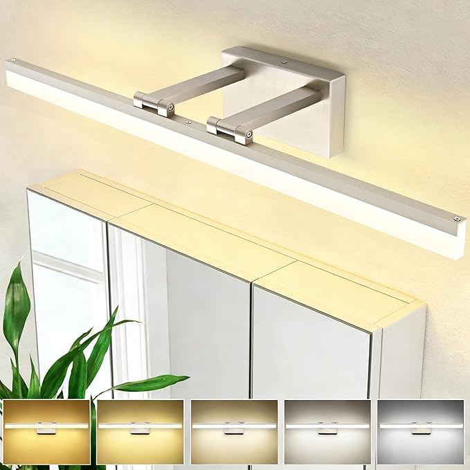 SOLFART 31.5 Inch Dimmable Bathroom Vanity Lights Over Mirror 5 Color Temperature Vanity Lighting Fixtures for Bath Brushed Nickel Bathroom Light fixtures Bar 5CCT
