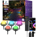 APPECK Smart Outdoor Ground Lights 16 Pack, 50FT RGBW Color Changing Pathway Lights Wired, IP65 Waterproof Landscape Lights, for Garden Yard Lawn Walkway Holiday Party Decor, Compatible with Alexa