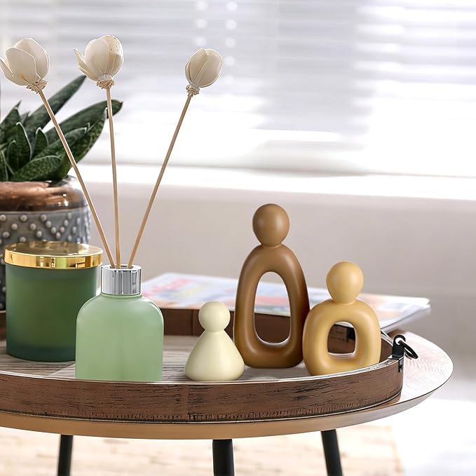 Youyole Abstract Family of 3 Figurines Sculpture Modern Home Decor Love Sculpture Home Decorative Accents Abstract Decorative Statue for Living Room Office Table Shelves Decorations (Warm Brown)