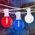 LAMPHOME 4 Pack 26Ft LED G40 Red White and Blue String Lights Outdoor, 4th of July Patriotic Lights with 12+1 Shatterproof Bulbs, Memorial Day Independence Day Decor for Yard Garden Patio