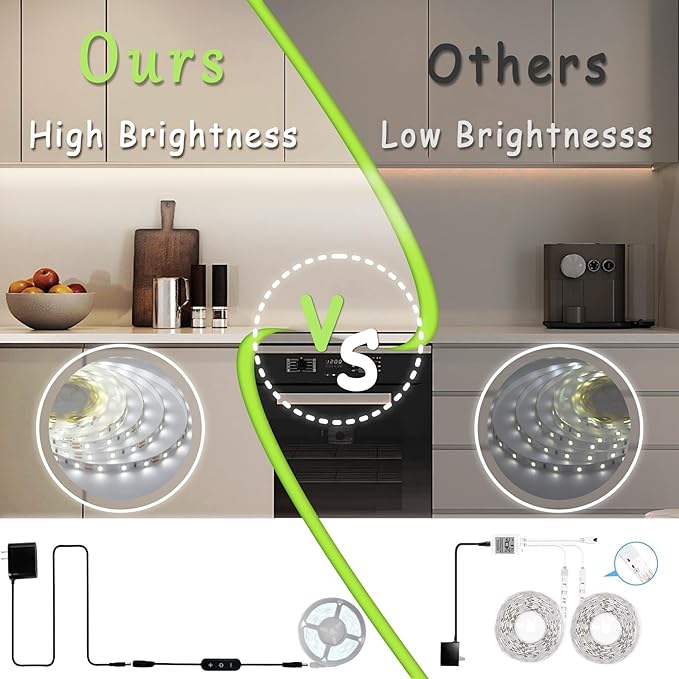 5 Set 10 FT White Led Strip Lights for Bedroom Dimmable 50 FT 900 LEDs Rope Light Flexible Super Bright White Tape Lights for Ceiling Room Home Decor Luces LEDs