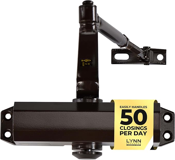 LYNN HARDWARE Light Duty Automatic Door Closer (Dark Bronze) - Highly Durable Cast Aluminum, Commercial or Home Use, Adjustable Speed Controls, 3 Mounting Options, 3 Hour Fire Rated (DC5003 Model)